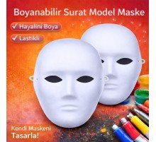 Boyanabilir Surat Model Maske – Lastikli Kendin Tasarla
