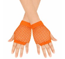 80’ler 90’lar Retro Neon Turuncu File Parmaksız Kısa Eldiven 11 cm