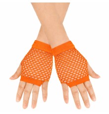 80’ler 90’lar Retro Neon Turuncu File Parmaksız Kısa Eldiven 11 cm