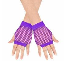 80’ler 90’lar Retro Mor File Parmaksız Kısa Eldiven 11 cm