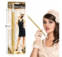 30 cm Altın Gold Payetli Sigara Tutacağı – 1920’ler Gatsby Parti Aksesuarı