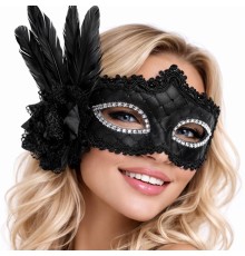 Siyah Tüylü Venedik Lüks Balo Maskesi