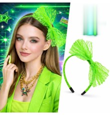 80’ler 90’lar Neon Yeşil Dantel Taç Fiyonklu