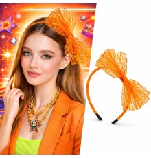 80’ler 90’lar Neon Turuncu Dantel Taç Fiyonklu