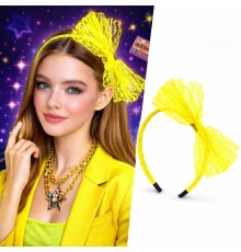 80’ler 90’lar Neon Sarı Dantel Taç Fiyonklu