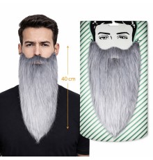 Gri Renk Lastikli Uzun Takma Sakal 40 cm