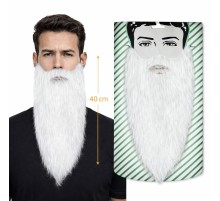 Beyaz Renk Lastikli Uzun Takma Sakal 40 cm