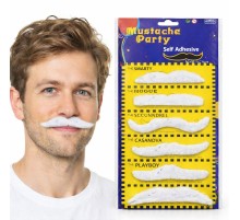 6 lı Yapışkanlı Beyaz Parti Bıyık Seti – Farklı Modeller