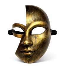 Antik Efektli Altın Yarım Yüz Plastik Parti Maskesi
