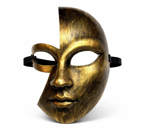 Antik Efektli Altın Yarım Yüz Plastik Parti Maskesi