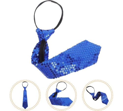 Mavi Pul Payetli Işıltılı Parti Kravatı 33 cm