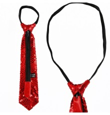 Kırmızı Pul Payetli Işıltılı Parti Kravatı 33 cm