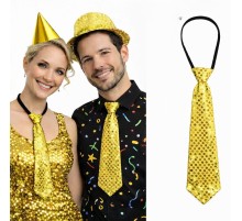 Altın Renk Pul Payetli Işıltılı Parti Kravatı 33 cm