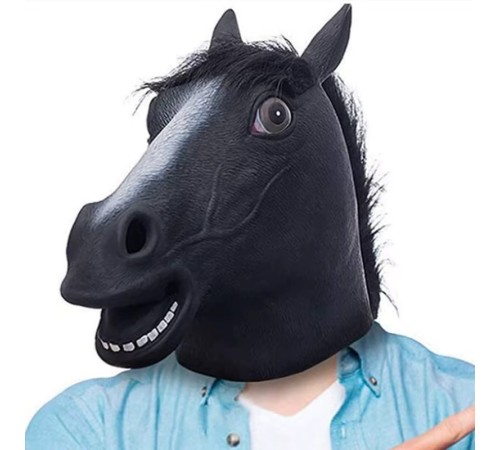 Gerçekçi At Kafası Maskesi Siyah Renk