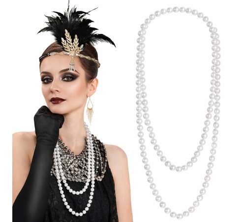 1920 Gatsby İnci Kolye – Vintage Uzun Beyaz İnci Kolye