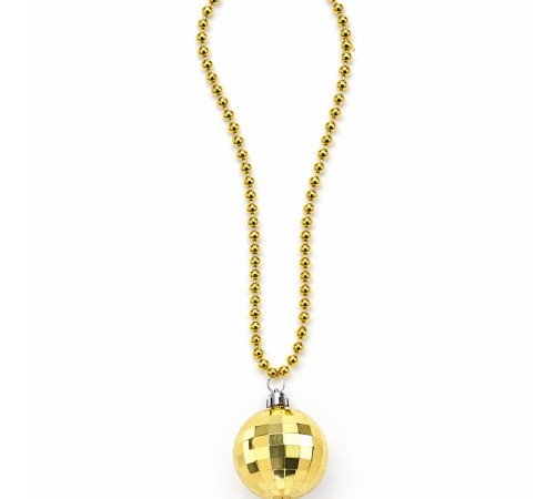 Retro Disko Topu Şekilli 80'ler 90'lar Altın Renk Plastik Kolye