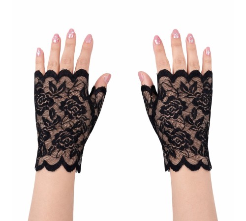Siyah Dantel Parmaksız Kısa Eldiven