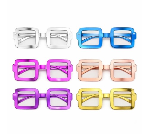 Kare Şekilli Parti Gözlüğü 12'li Set – 6 Renk ( Camsız )