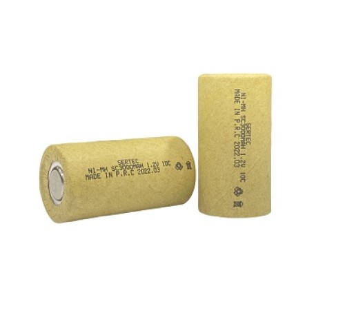 1.2V Ni-Mh SC 3000 mAh. Kağıtlı Şarjlı Pil 10C Başsız/Flat Head 1.2V Ni-Mh SC 3000 mAh. Kağıtlı Şarjlı Pil 10C Başsız/Flat Head
