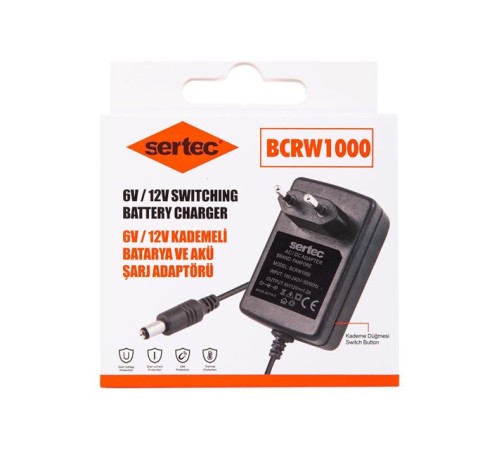 BCRW1000 6V/12V 1A Kademeli Batarya ve Akü Şarj Adaptörü BCRW1000 6V/12V 1A Kademeli Batarya ve Akü Şarj Adaptörü