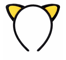 Peluş Kedi Kulak Taç Sarı Siyah – Çocuk Parti & Kostüm Tacı