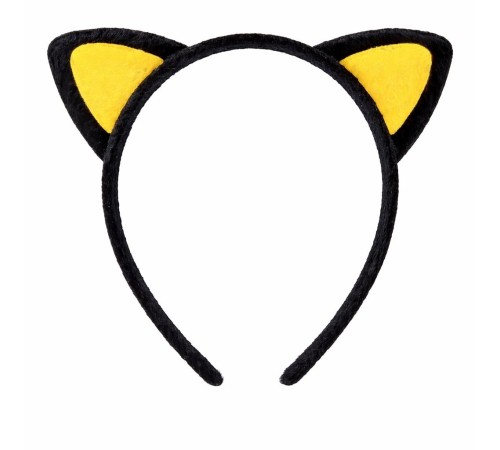 Peluş Kedi Kulak Taç Sarı Siyah – Çocuk Parti & Kostüm Tacı