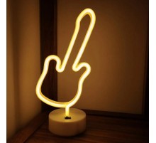 Neon Gitar Masa Lambası Pil + USB
