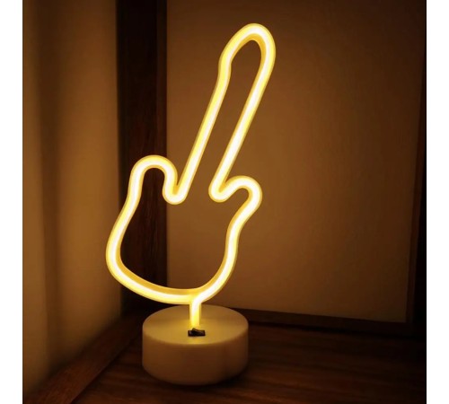Neon Gitar Masa Lambası Pil + USB