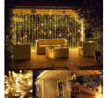 3 x 2 Perde Led Sarı Işık