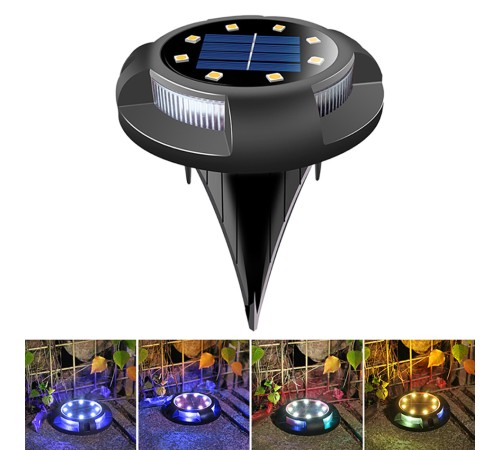 4 lü Solar Panelli Kazıklı Zemin Solar Ledi 8+4 Led RGB