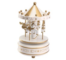 Atlı Karınca Müzik Kutusu Gold-Beyaz Renk MZ-417