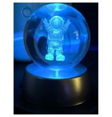 Astronot Plastik altlıklı Işıklı Cam Küre 6 Cm