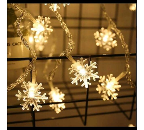 Kar Tanesi 5m 28 Led Gün Işığı Kar Tanesi 4 Cm Pilli 2 Kademeli