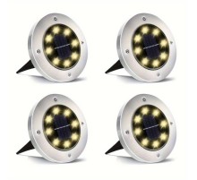 Solar Güneş Enerjili 8 Ledli Kazıklı Çim Zemin Bahçe Aydınlatma 3W Gün Işığı Sarı Led 4 Lü Set