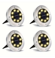 Solar Güneş Enerjili 8 Ledli Kazıklı Çim Zemin Bahçe Aydınlatma 3W Gün Işığı Sarı Led 4 Lü Set