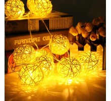 2M 10 Led Gün Işığı Pilli 2 Kademeli Rattan Top