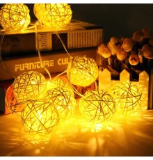 2M 10 Led Gün Işığı Pilli 2 Kademeli Rattan Top