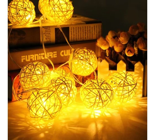 2M 10 Led Gün Işığı Pilli 2 Kademeli Rattan Top 2M 10 Led Gün Işığı Pilli 2 Kademeli Rattan Top