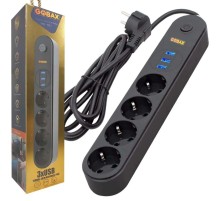 Gobax No:101 Akim Korumali 3usb Port Girişli 4 Lü Priz 2mt