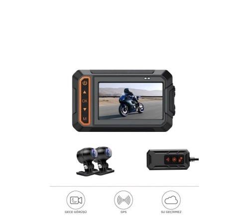 Aksiyon Kamerası Ultra Hd Wifi Panaromik Gözetleme Motorsiklet Kamerası M5F Siyah