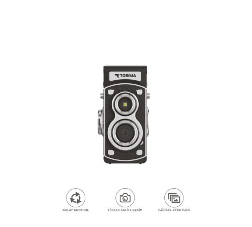 Mini Retro Dijital Fotoğraf Makinesi Video Kamera 1080P CMR44 Siyah