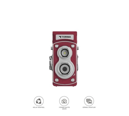 Mini Retro Dijital Fotoğraf Makinesi Video Kamera 1080P CMR44 Kırmızı