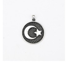 Gümüş Ayyıldız Kabartma  Model Erkek Kolye