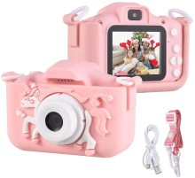 Mini Karikatür Çocuklar Dijital Kamera 1080P Pembe KS104