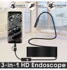 Endoskop 3 In 1 Yılan Kamera Usb Micro Usb Type-c 10m Sert Kablo