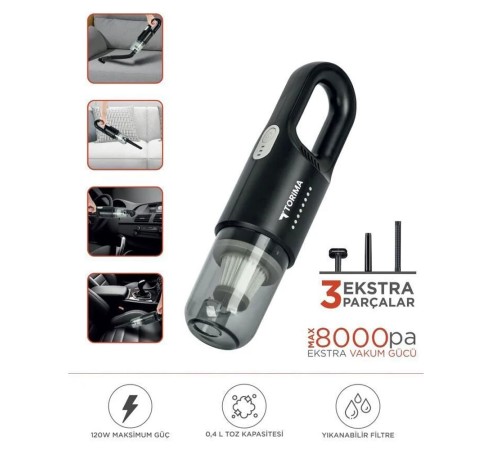 Şarjlı Araç EL Süpürgesi El Siyah A031S