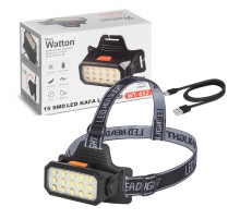 15 Ledli Sarı / Beyaz Şarjlı Kafa Lambası Watton Wt-652