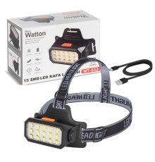 15 Ledli Sarı / Beyaz Şarjlı Kafa Lambası Watton Wt-652