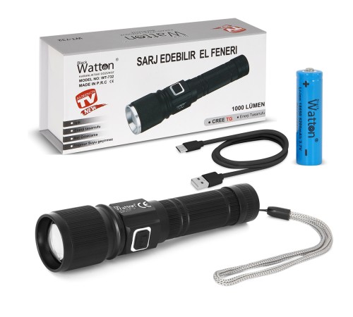 Cree TG Led 1000 Lümen Göstergeli Fonksiyonel El Feneri Wt-732 Cree TG Led 1000 Lümen Göstergeli Fonksiyonel El Feneri Wt-732