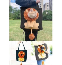 Aslan şeklindeki Omuz çantası Kedi Köpek Küçük Evcil Hayvan Tuval Dışarı çanta Evcil Hayvan çantası